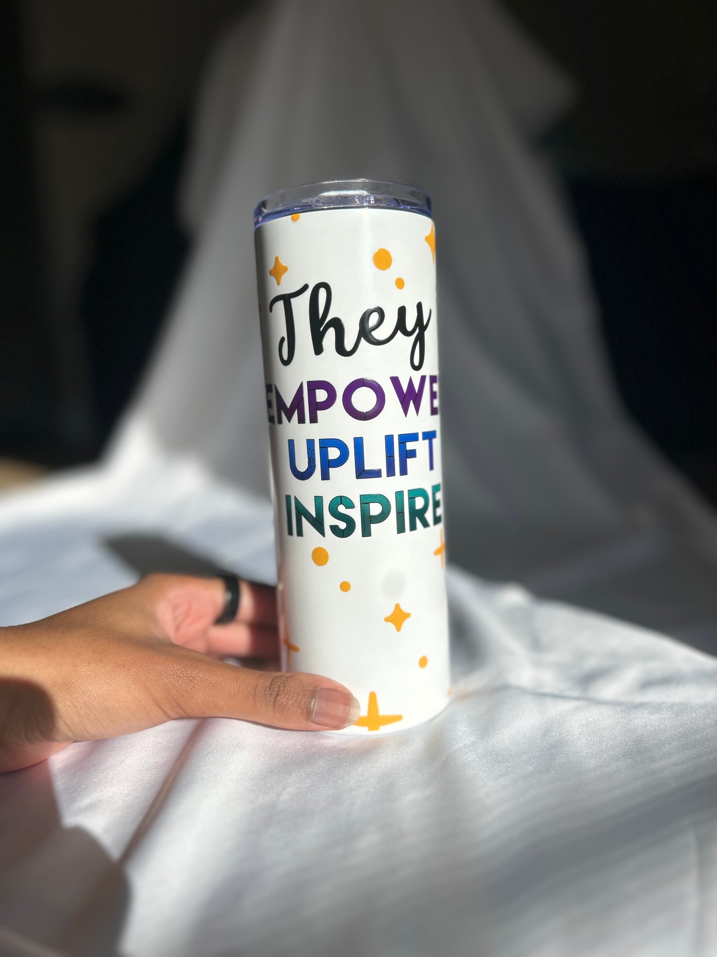 Custom nonbinary pronoun tumbler – Galactic Flow