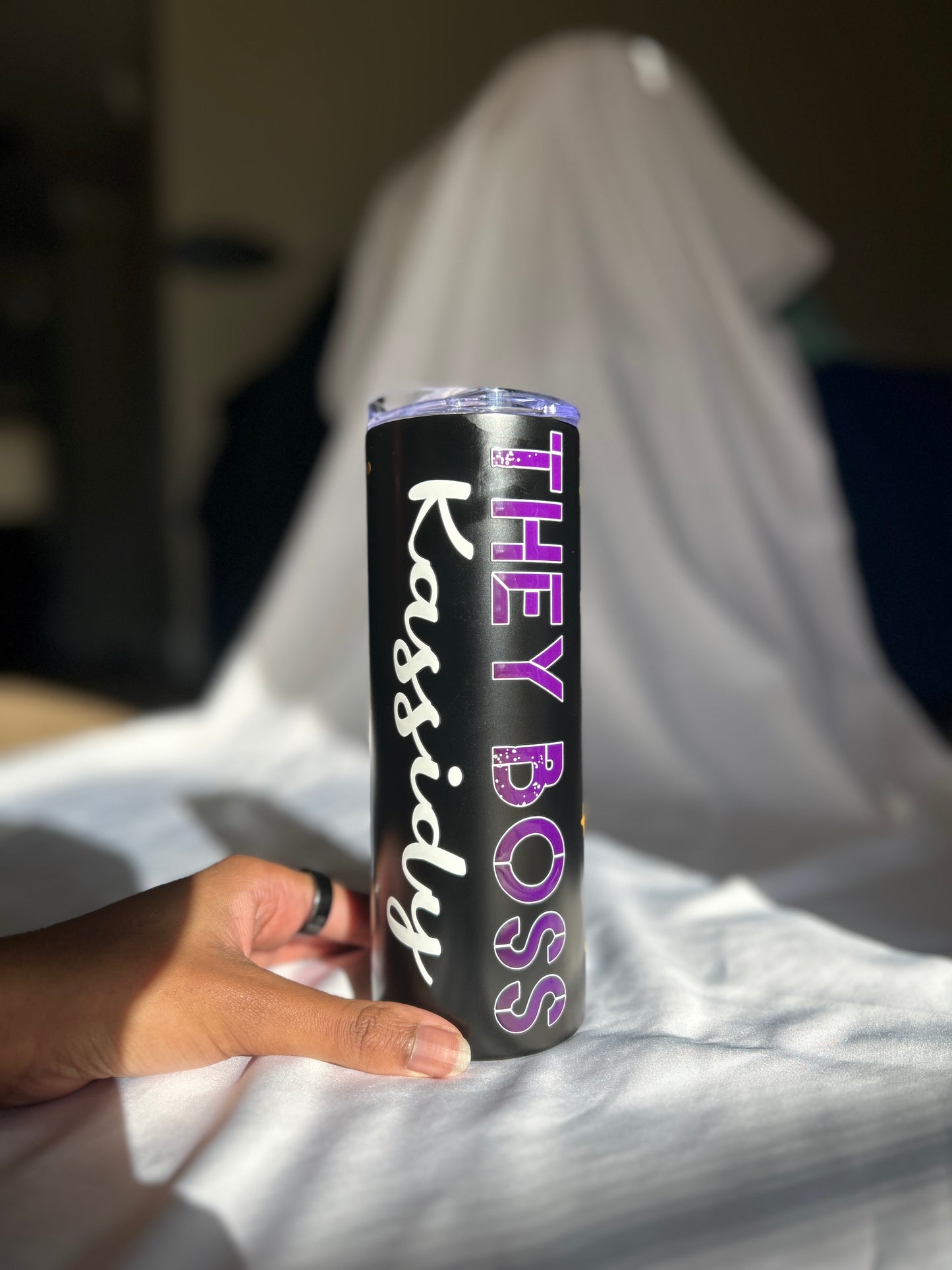 Custom nonbinary pronoun tumbler – Galactic Flow
