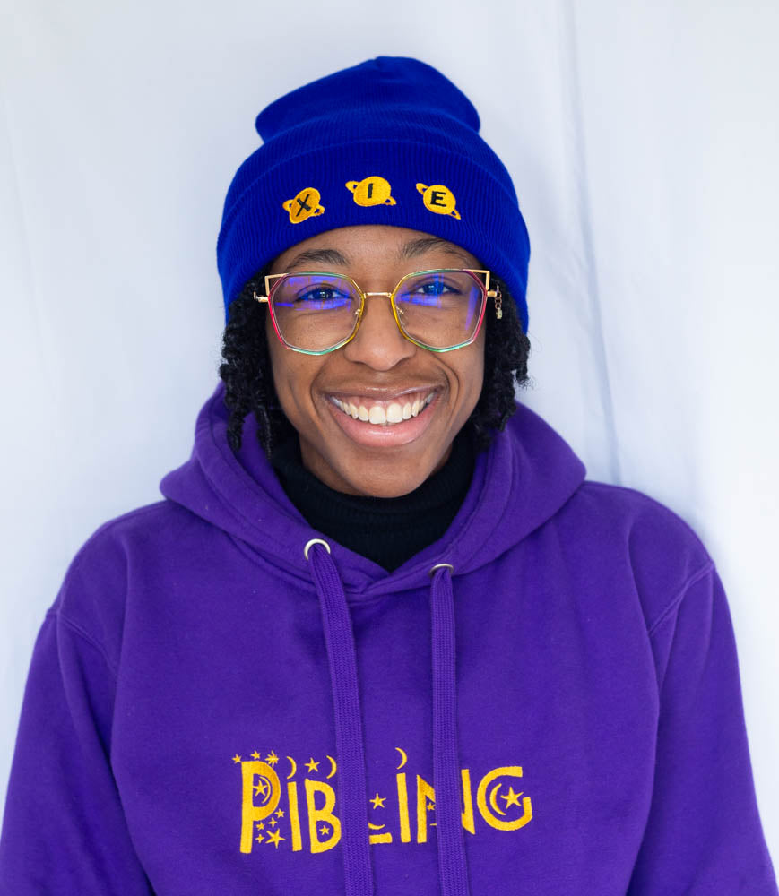 Custom pronoun beanie – Galactic Flow