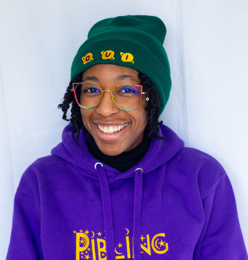 Custom nonbinary pronoun beanie – Galactic Flow